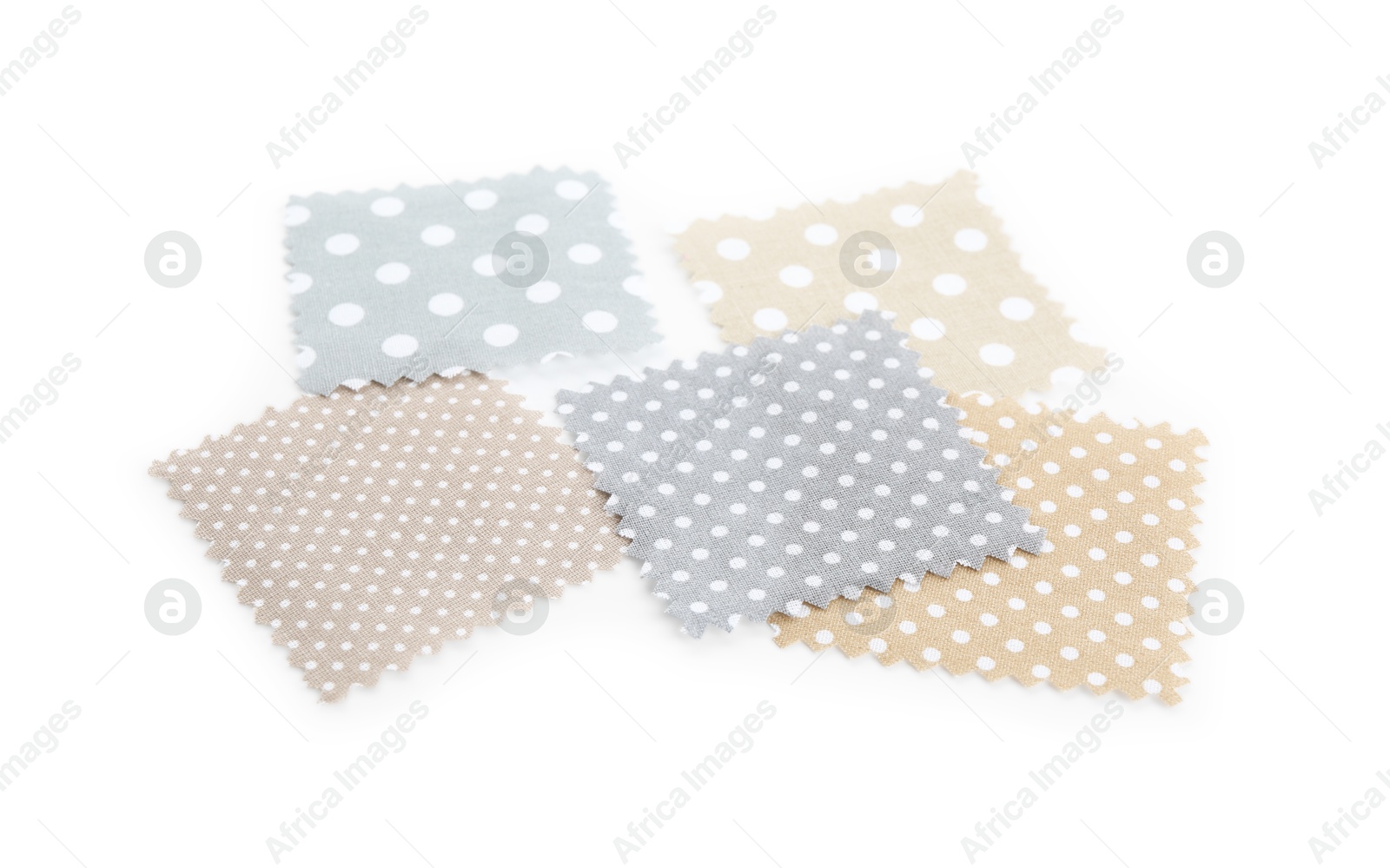 Samples of fabrics with polka dot pattern isolated on white Photo of Samples of fabrics with polka dot pattern isolated on white