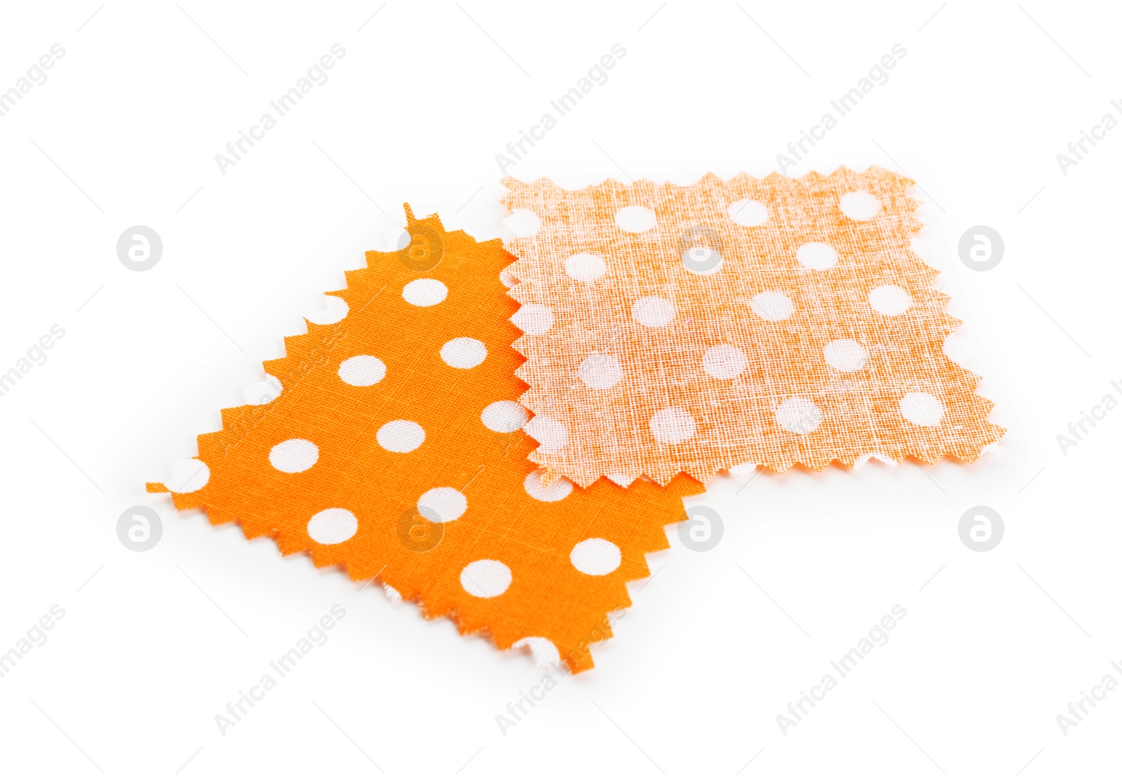 Samples of fabrics with polka dot pattern isolated on white Photo of Samples of fabrics with polka dot pattern isolated on white