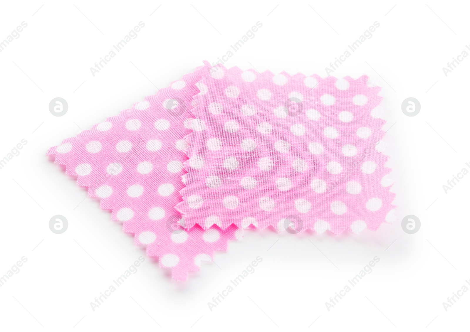 Samples of fabrics with polka dot pattern isolated on white Photo of Samples of fabrics with polka dot pattern isolated on white
