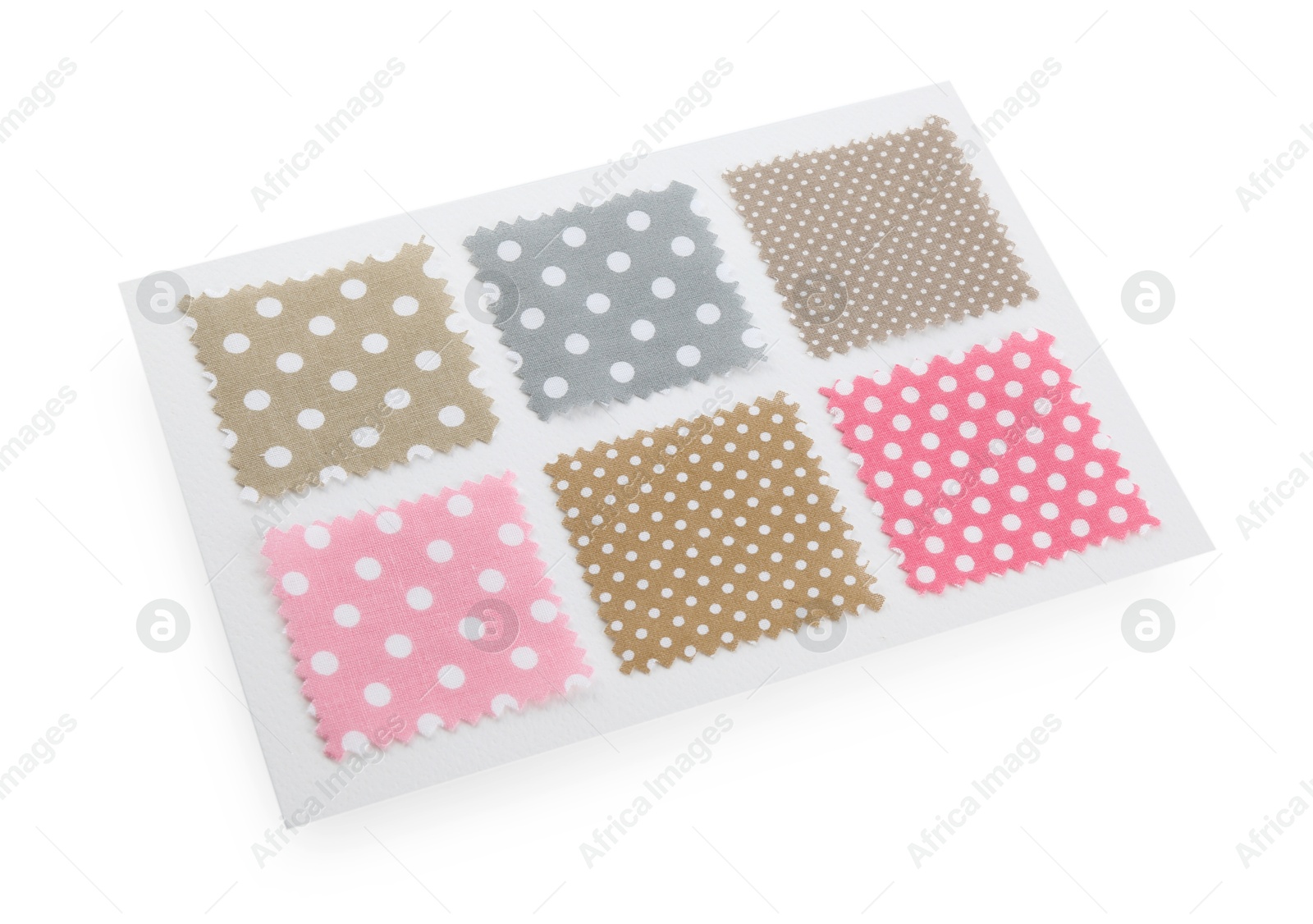 Samples of fabrics with polka dot pattern isolated on white Photo of Samples of fabrics with polka dot pattern isolated on white