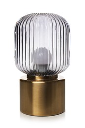 Photo of One stylish night lamp isolated on white