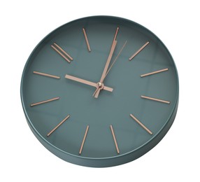 Photo of Stylish blue round clock isolated on white
