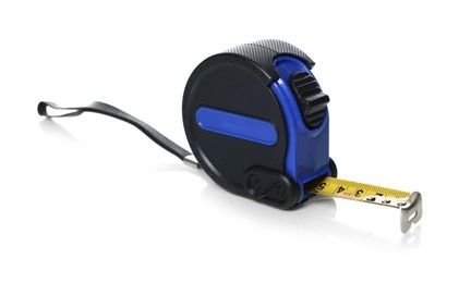 Photo of One measuring tape isolated on white. Construction tool