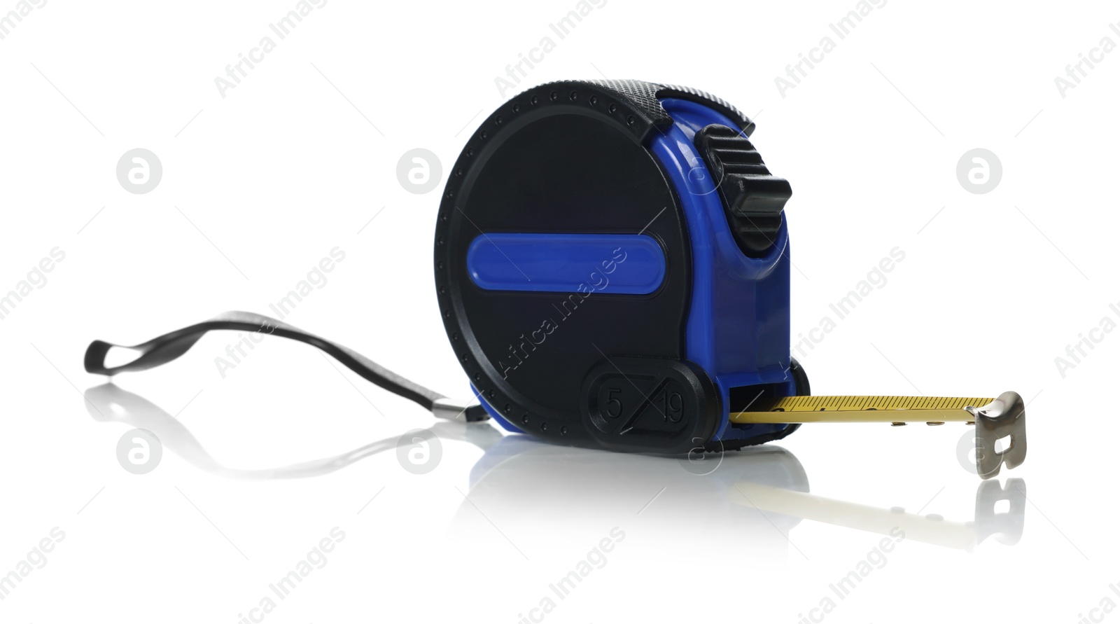 One measuring tape isolated on white. Construction tool Photo of One measuring tape isolated on white. Construction tool