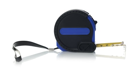 Photo of One measuring tape isolated on white. Construction tool