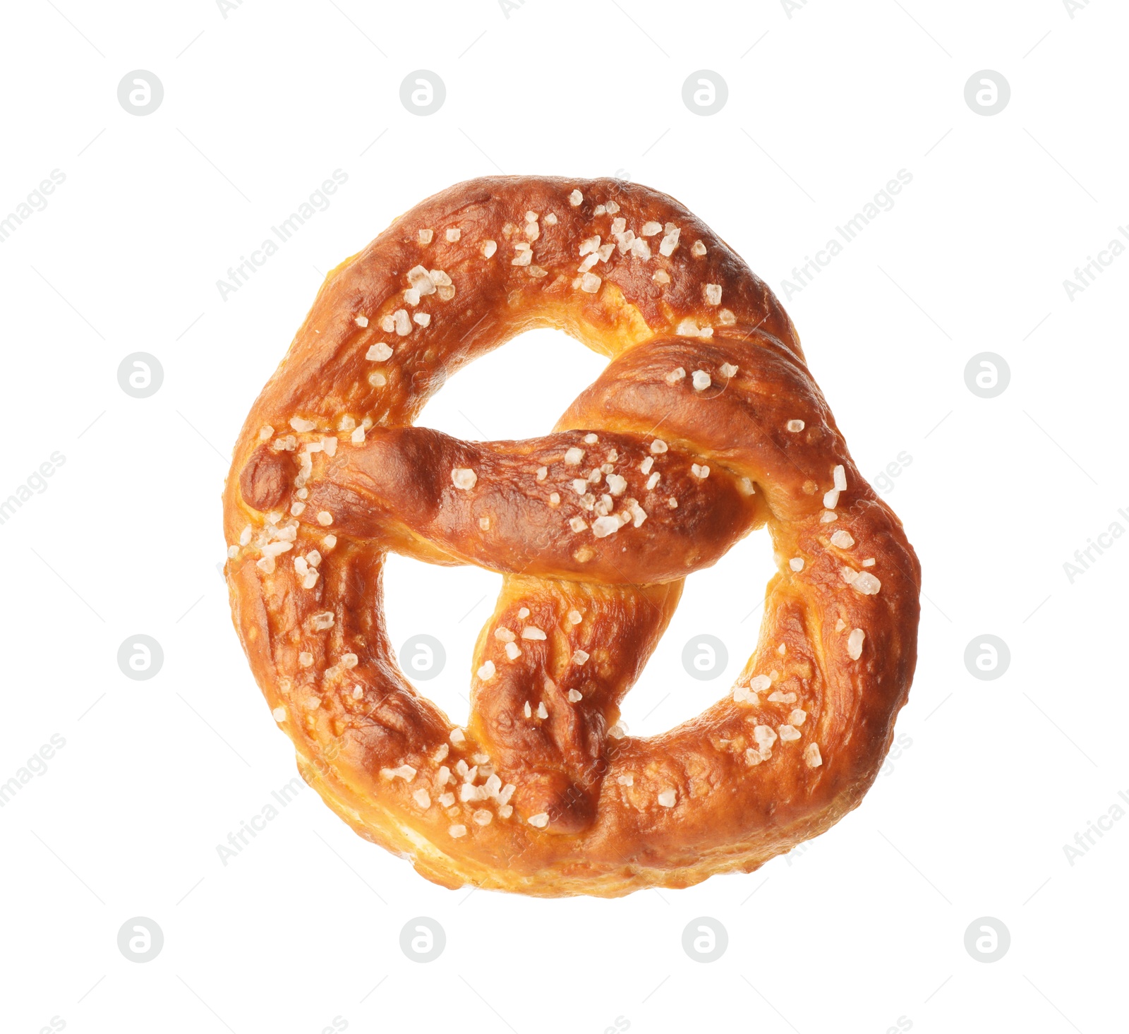 Tasty pretzel with salt isolated on white Photo of Tasty pretzel with salt isolated on white