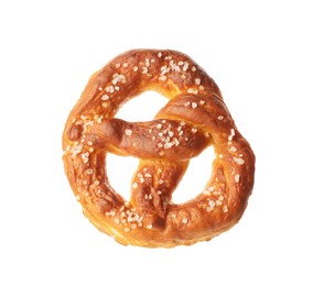 Photo of Tasty pretzel with salt isolated on white
