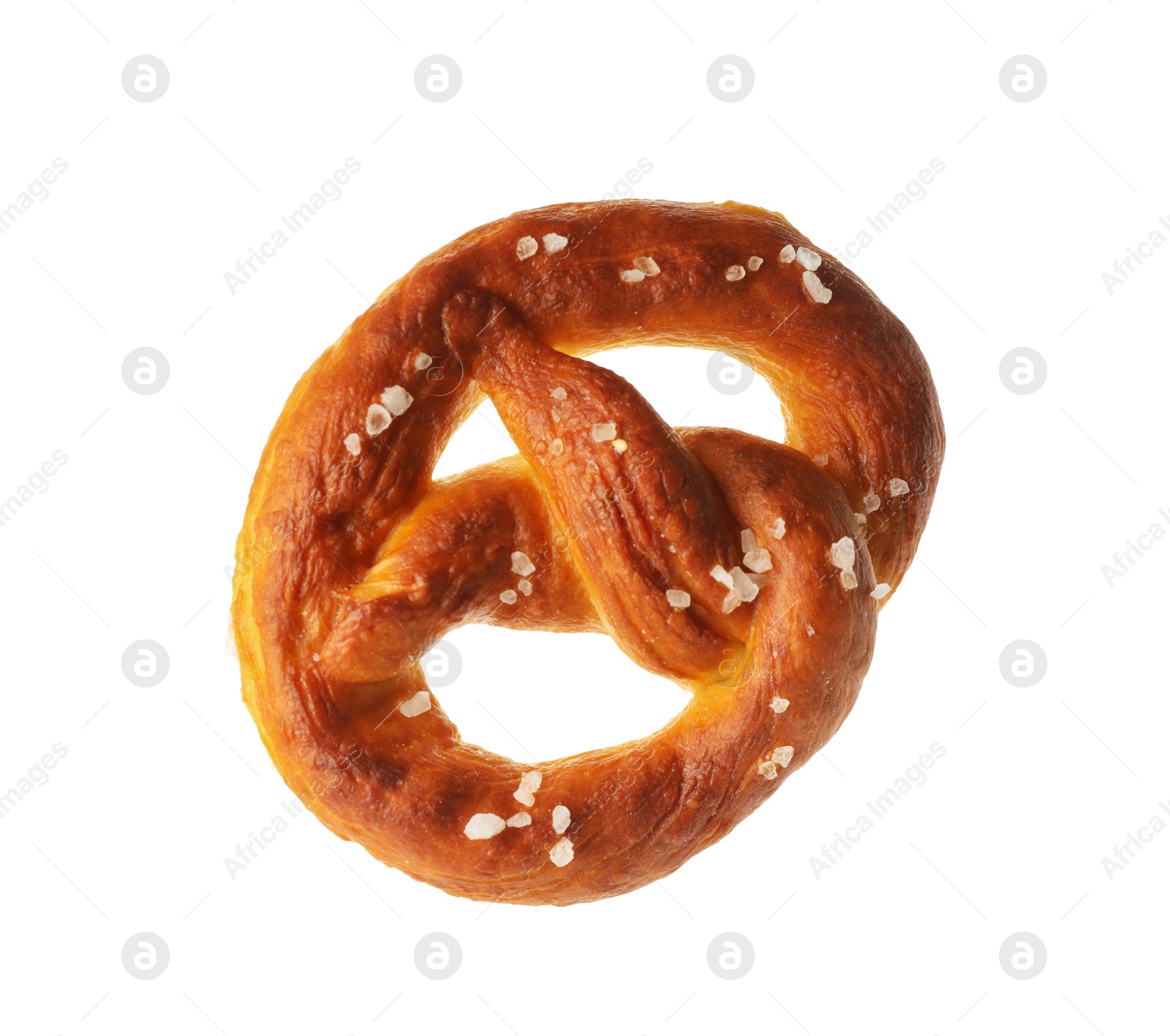 Tasty pretzel with salt isolated on white Photo of Tasty pretzel with salt isolated on white