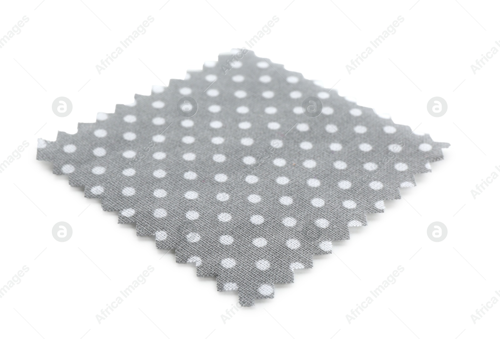 Sample of grey fabric with polka dot isolated on white Photo of Sample of grey fabric with polka dot isolated on white