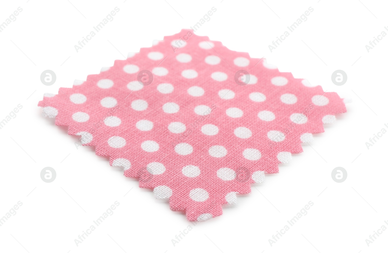 Sample of pink fabric with polka dot isolated on white Photo of Sample of pink fabric with polka dot isolated on white