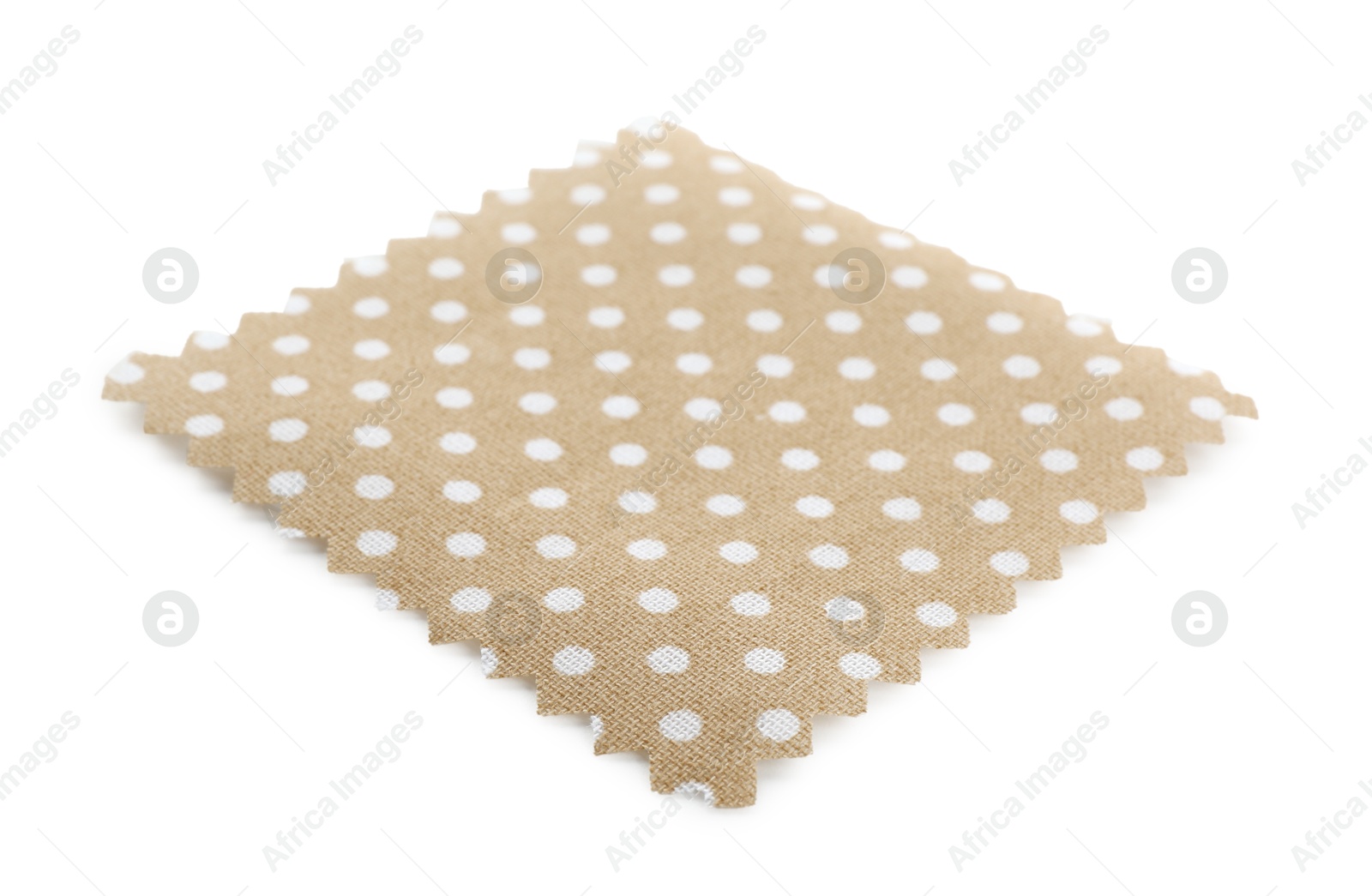 Sample of brown fabric with polka dot isolated on white Photo of Sample of brown fabric with polka dot isolated on white