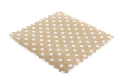 Photo of Sample of brown fabric with polka dot isolated on white