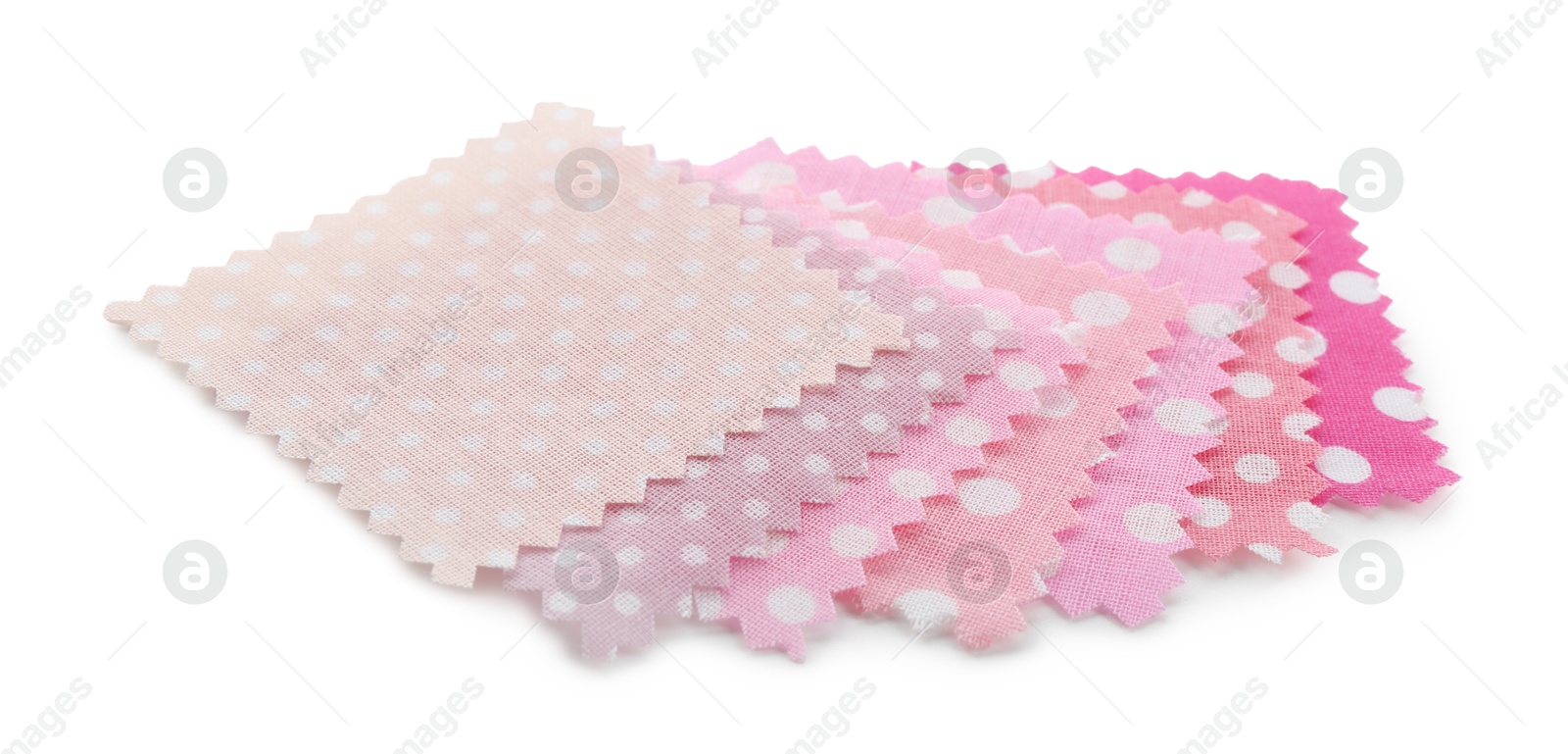 Samples of fabrics with polka dot pattern isolated on white Photo of Samples of fabrics with polka dot pattern isolated on white