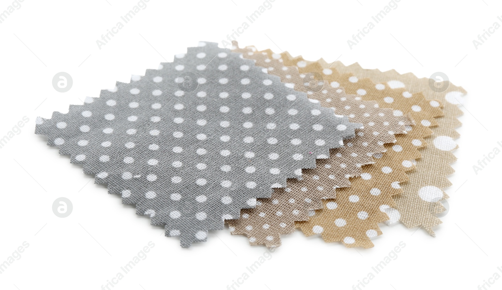 Samples of fabrics with polka dot pattern isolated on white Photo of Samples of fabrics with polka dot pattern isolated on white