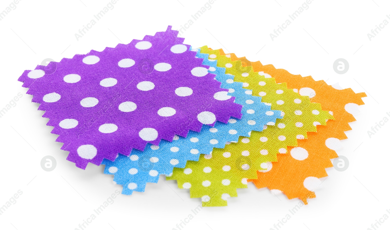Samples of fabrics with polka dot pattern isolated on white Photo of Samples of fabrics with polka dot pattern isolated on white