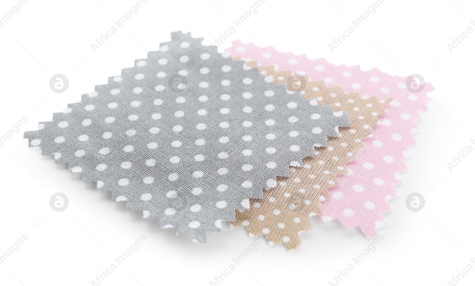 Samples of fabrics with polka dot pattern isolated on white Photo of Samples of fabrics with polka dot pattern isolated on white
