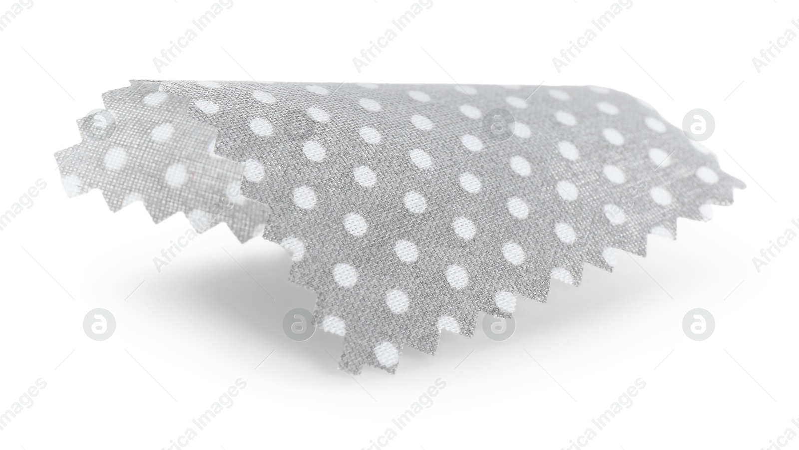 Sample of grey fabric with polka dot isolated on white Photo of Sample of grey fabric with polka dot isolated on white