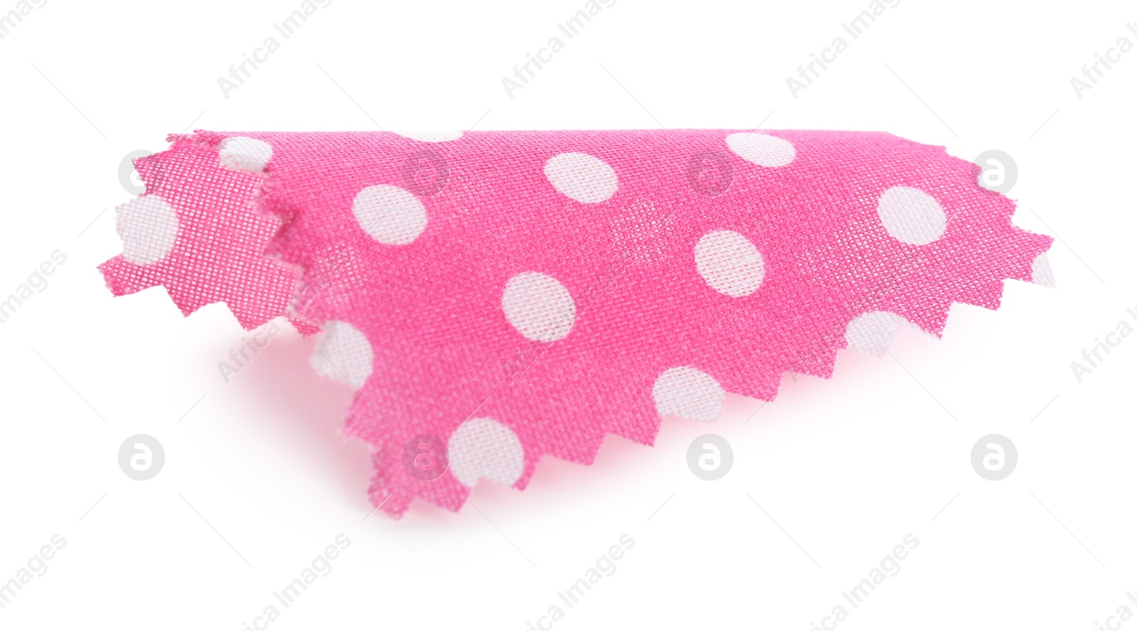 Sample of pink fabric with polka dot isolated on white Photo of Sample of pink fabric with polka dot isolated on white