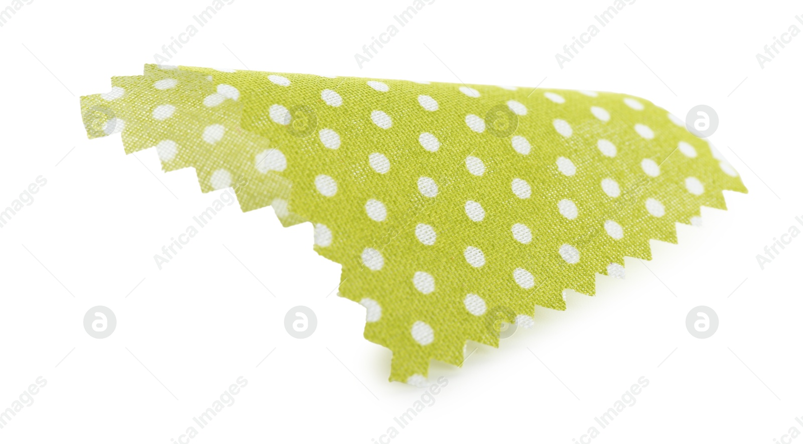 Sample of green fabric with polka dot isolated on white Photo of Sample of green fabric with polka dot isolated on white
