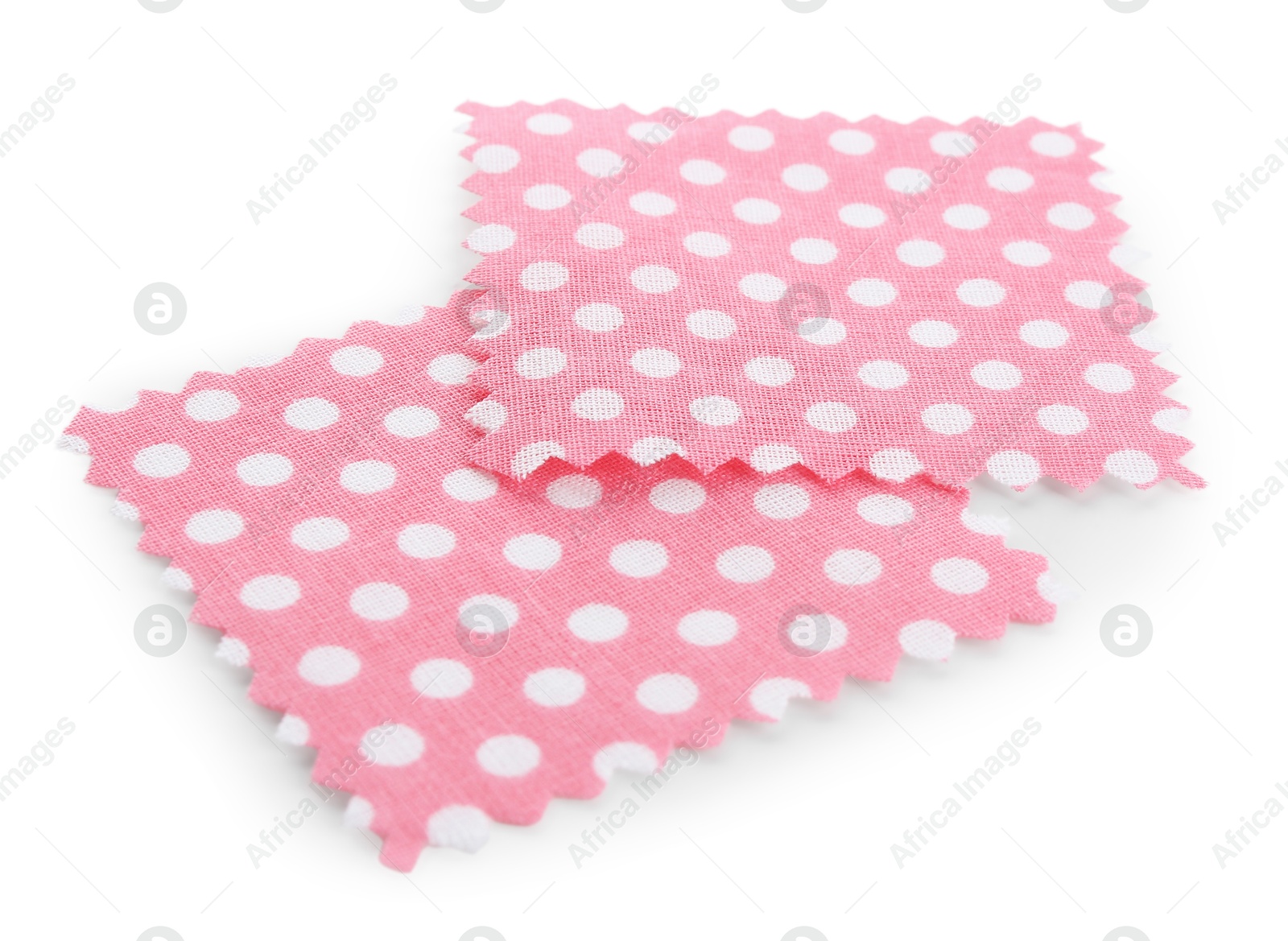 Samples of fabrics with polka dot pattern isolated on white Photo of Samples of fabrics with polka dot pattern isolated on white