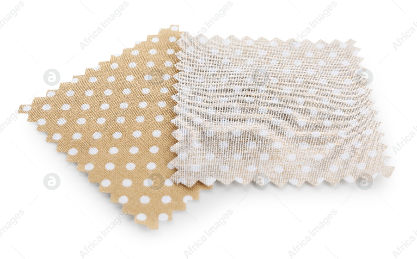 Samples of fabrics with polka dot pattern isolated on white Photo of Samples of fabrics with polka dot pattern isolated on white