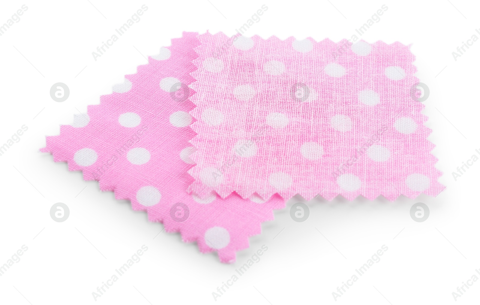 Samples of fabrics with polka dot pattern isolated on white Photo of Samples of fabrics with polka dot pattern isolated on white