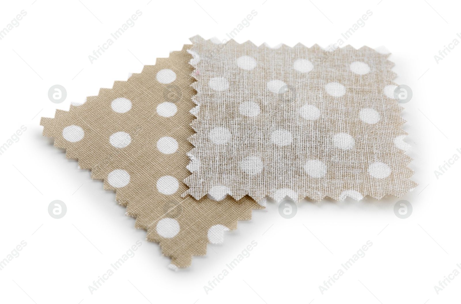 Samples of fabrics with polka dot pattern isolated on white Photo of Samples of fabrics with polka dot pattern isolated on white
