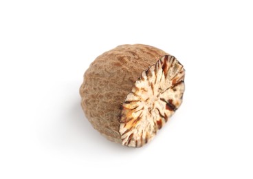 Photo of Half of fresh nutmeg isolated on white