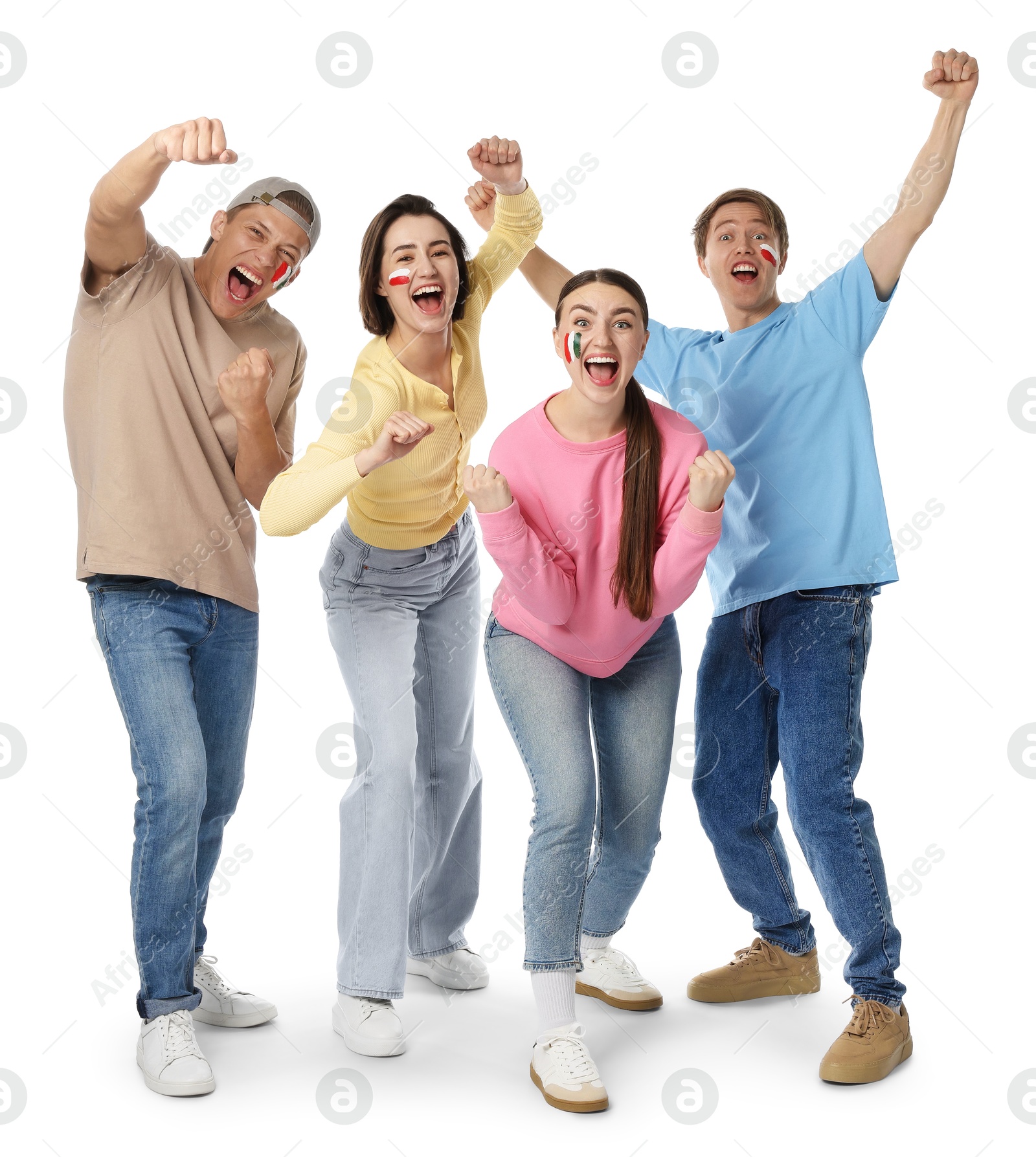 Portrait of emotional sports fans on white background Photo of Portrait of emotional sports fans on white background