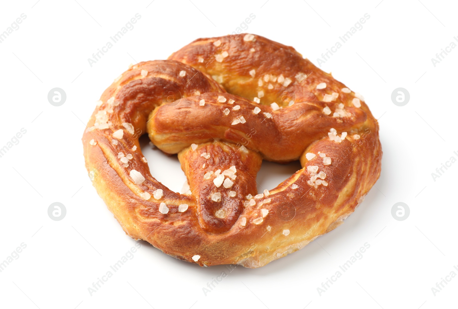 Tasty pretzel with salt isolated on white Photo of Tasty pretzel with salt isolated on white