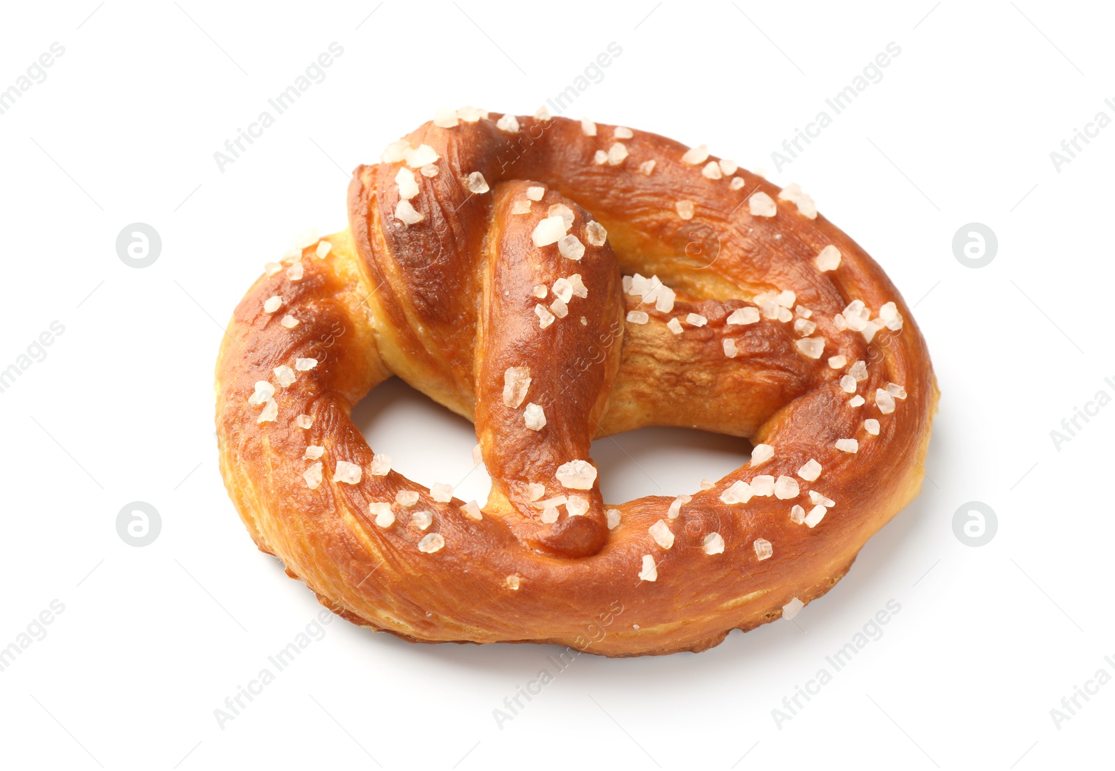 Tasty pretzel with salt isolated on white Photo of Tasty pretzel with salt isolated on white