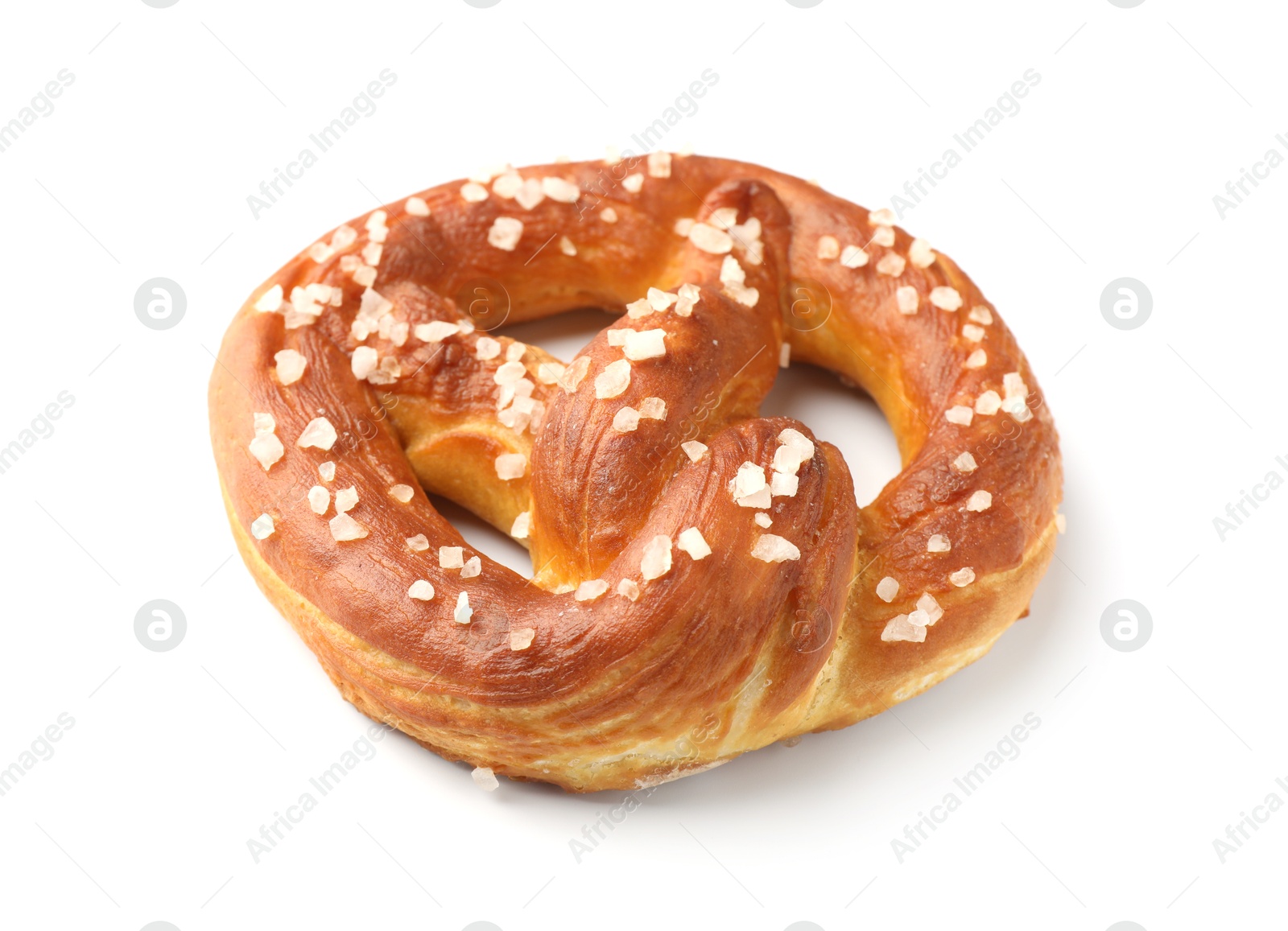 Tasty pretzel with salt isolated on white Photo of Tasty pretzel with salt isolated on white