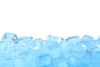 Photo of Cubes of clear ice against white background