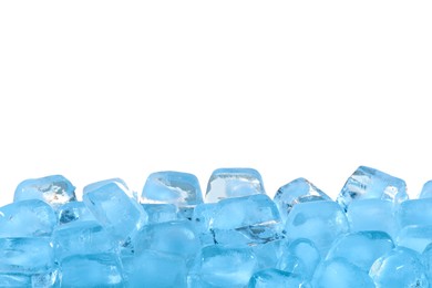 Photo of Cubes of clear ice against white background