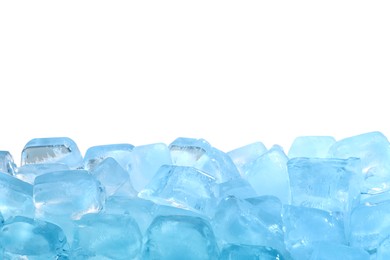 Photo of Cubes of clear ice against white background