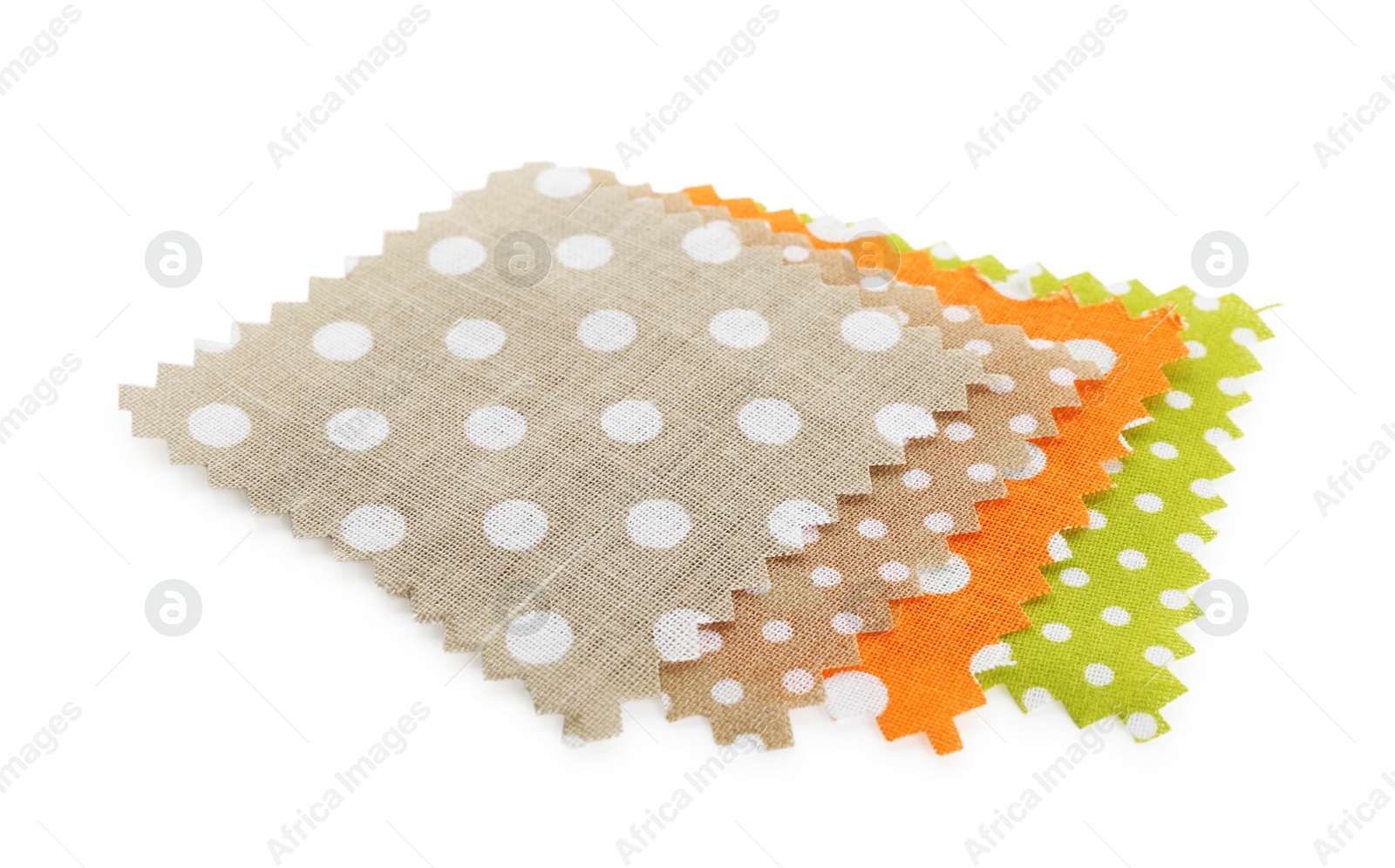 Samples of fabrics with polka dot pattern isolated on white Photo of Samples of fabrics with polka dot pattern isolated on white