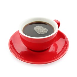Photo of Aromatic coffee in cup isolated on white