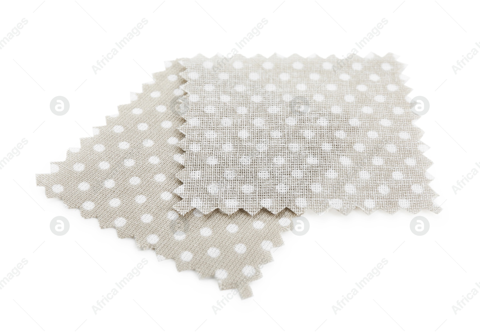 Samples of fabrics with polka dot pattern isolated on white Photo of Samples of fabrics with polka dot pattern isolated on white