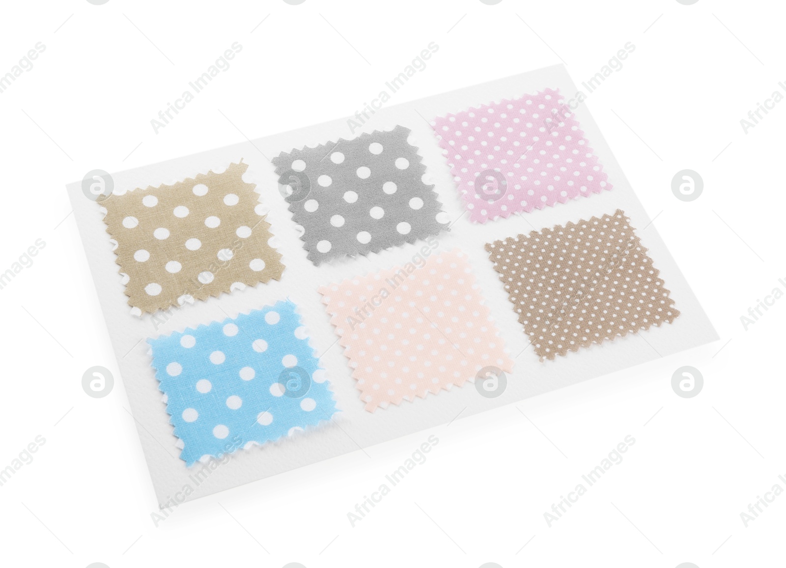 Samples of fabrics with polka dot pattern isolated on white Photo of Samples of fabrics with polka dot pattern isolated on white