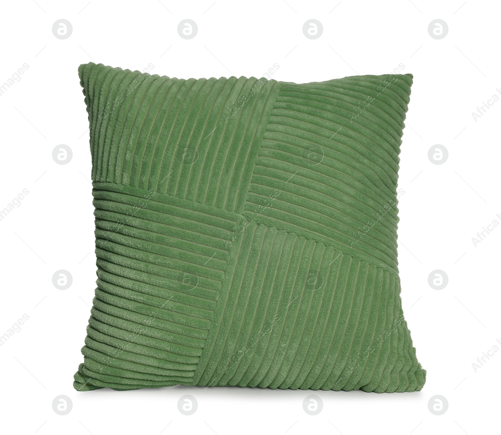 One stylish green cushion isolated on white Photo of One stylish green cushion isolated on white