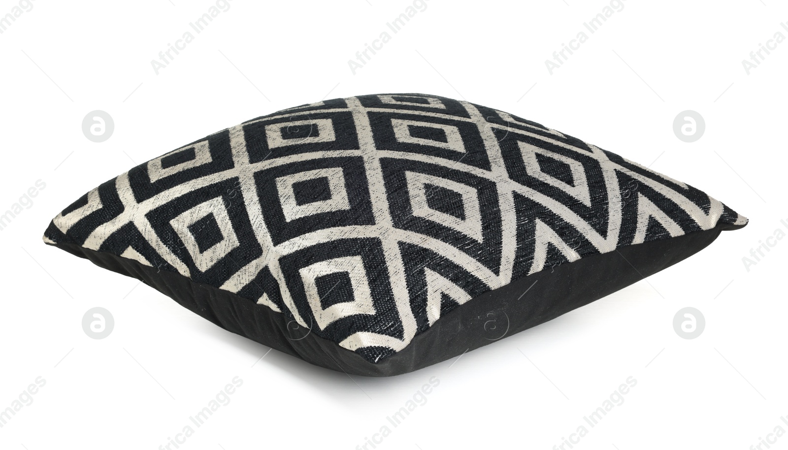 One stylish cushion with pattern isolated on white Photo of One stylish cushion with pattern isolated on white