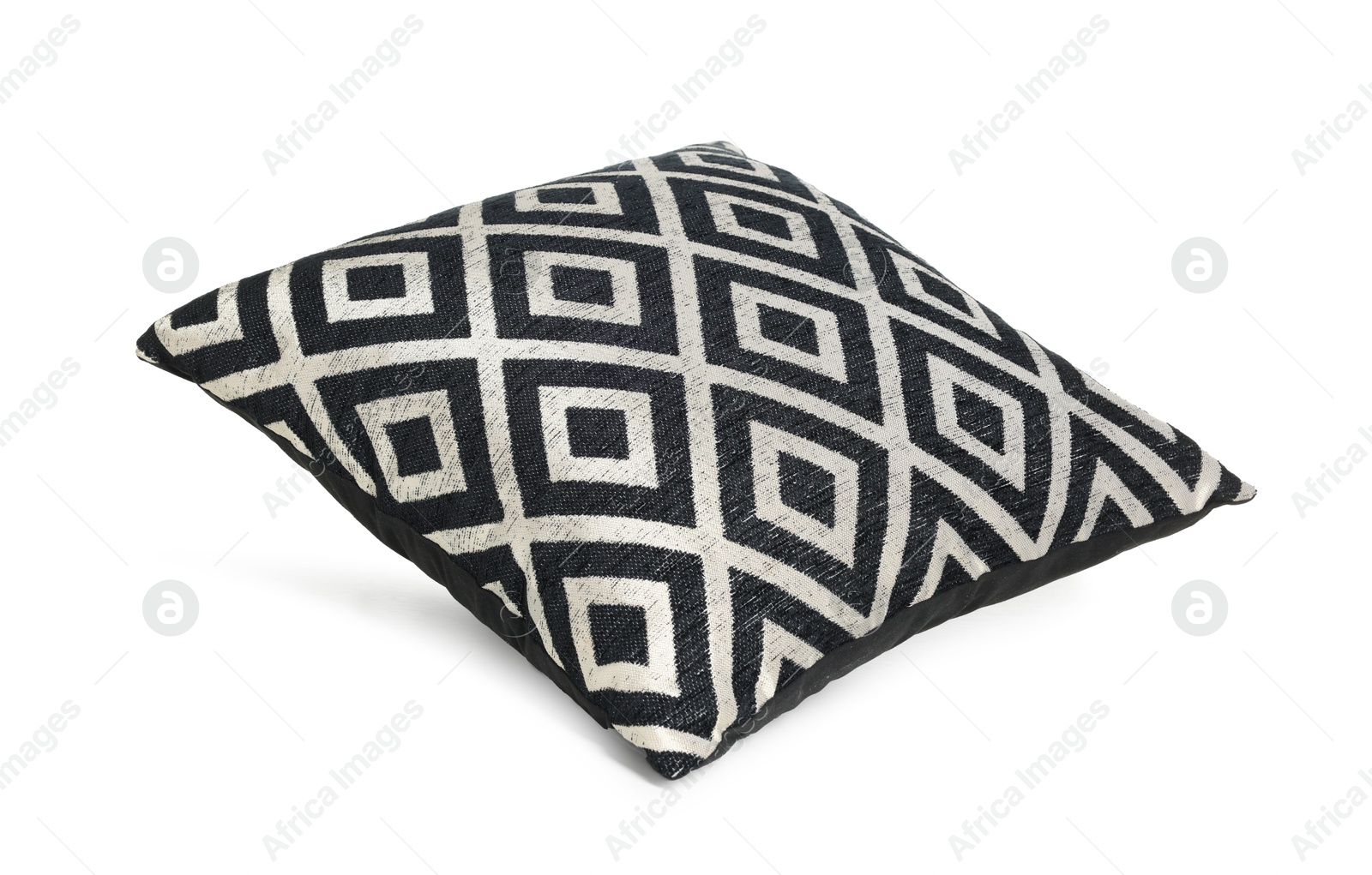 One stylish cushion with pattern isolated on white Photo of One stylish cushion with pattern isolated on white