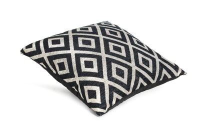 Photo of One stylish cushion with pattern isolated on white