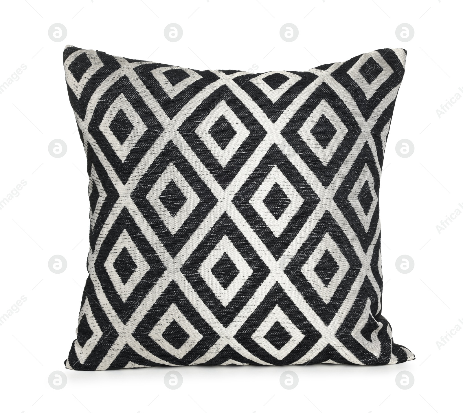 One stylish cushion with pattern isolated on white Photo of One stylish cushion with pattern isolated on white