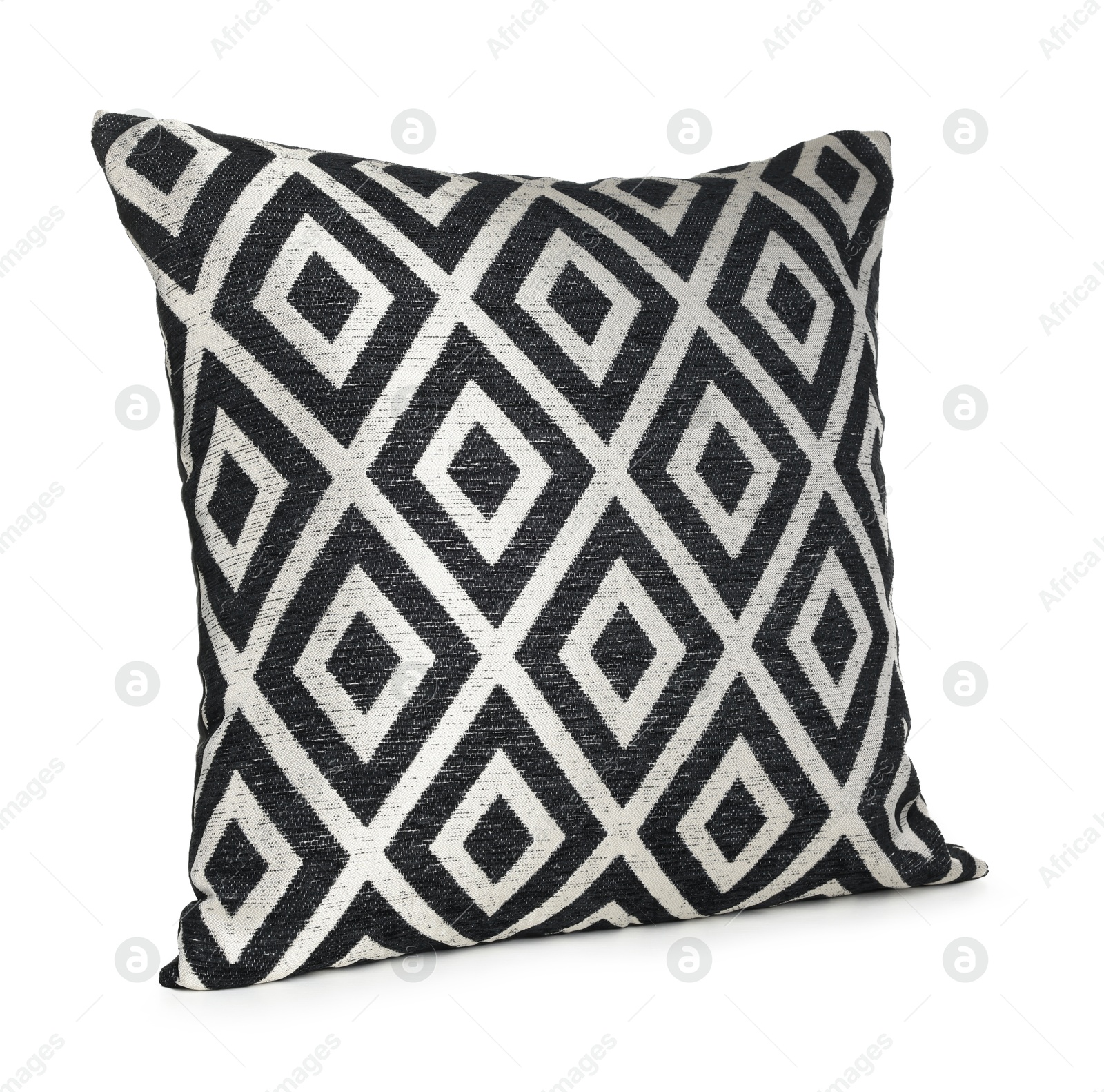 One stylish cushion with pattern isolated on white Photo of One stylish cushion with pattern isolated on white