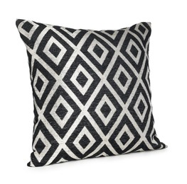 Photo of One stylish cushion with pattern isolated on white