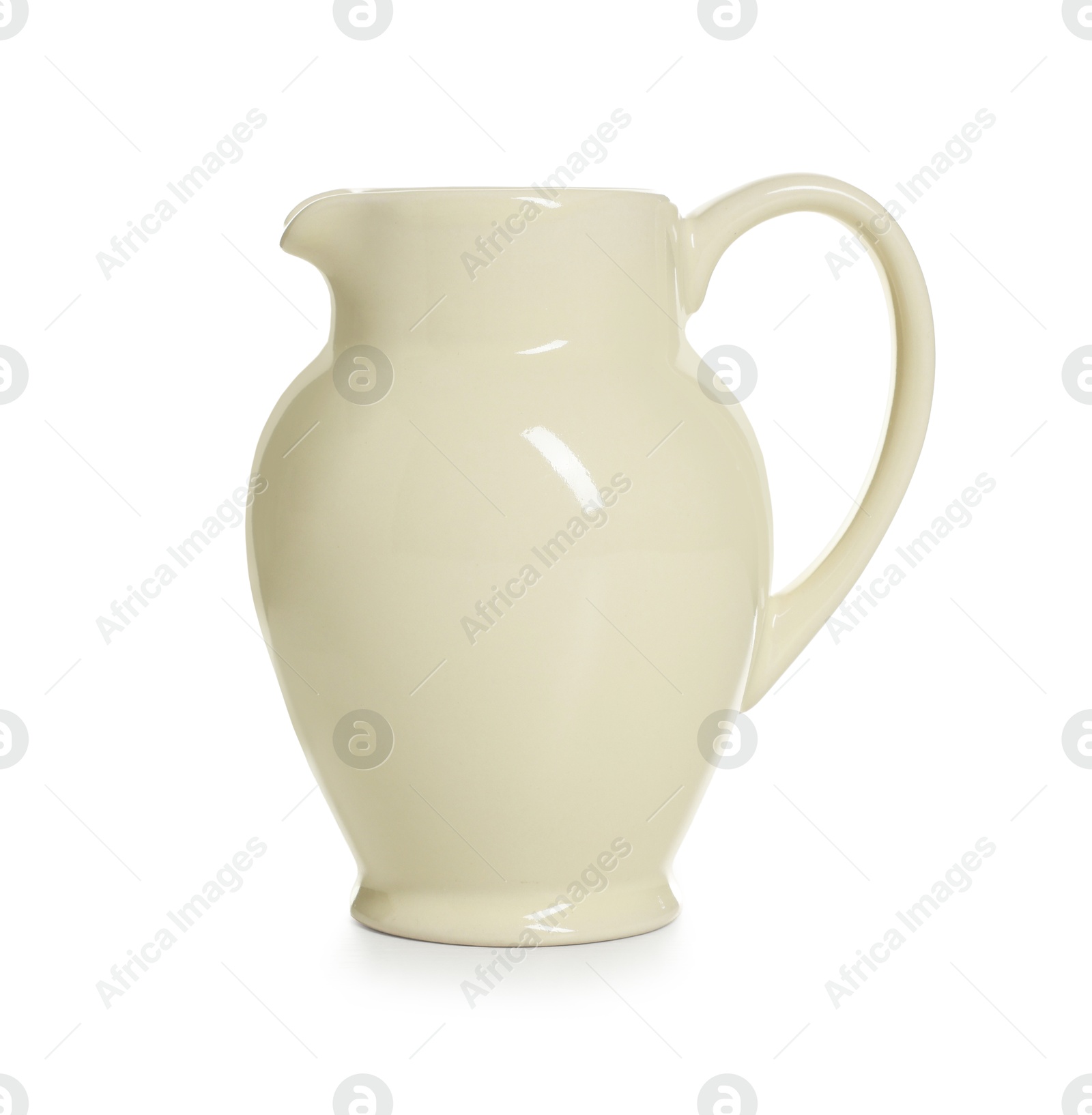 One elegant ceramic jug isolated on white Photo of One elegant ceramic jug isolated on white