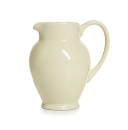 Photo of One elegant ceramic jug isolated on white