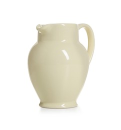 Photo of One elegant ceramic jug isolated on white