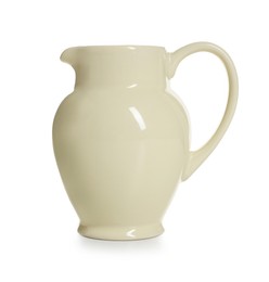 Photo of One elegant ceramic jug isolated on white